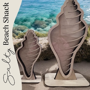 Drill Seashell shadow box for your seashells, agates, sea glass, shark teeth, beach treasure and more. Seashell holder display.