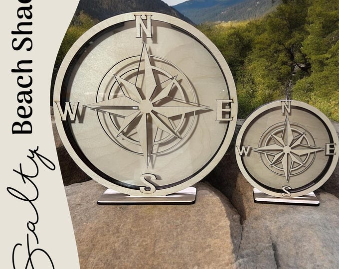 Nautical Compass Rose Compass Shadow Box for Seashells, Shark Teeth ...