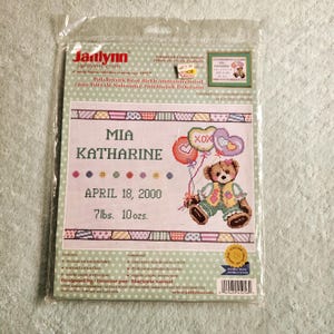 Patchwork Bear Counted Cross Stitch Birth Announcement KIT