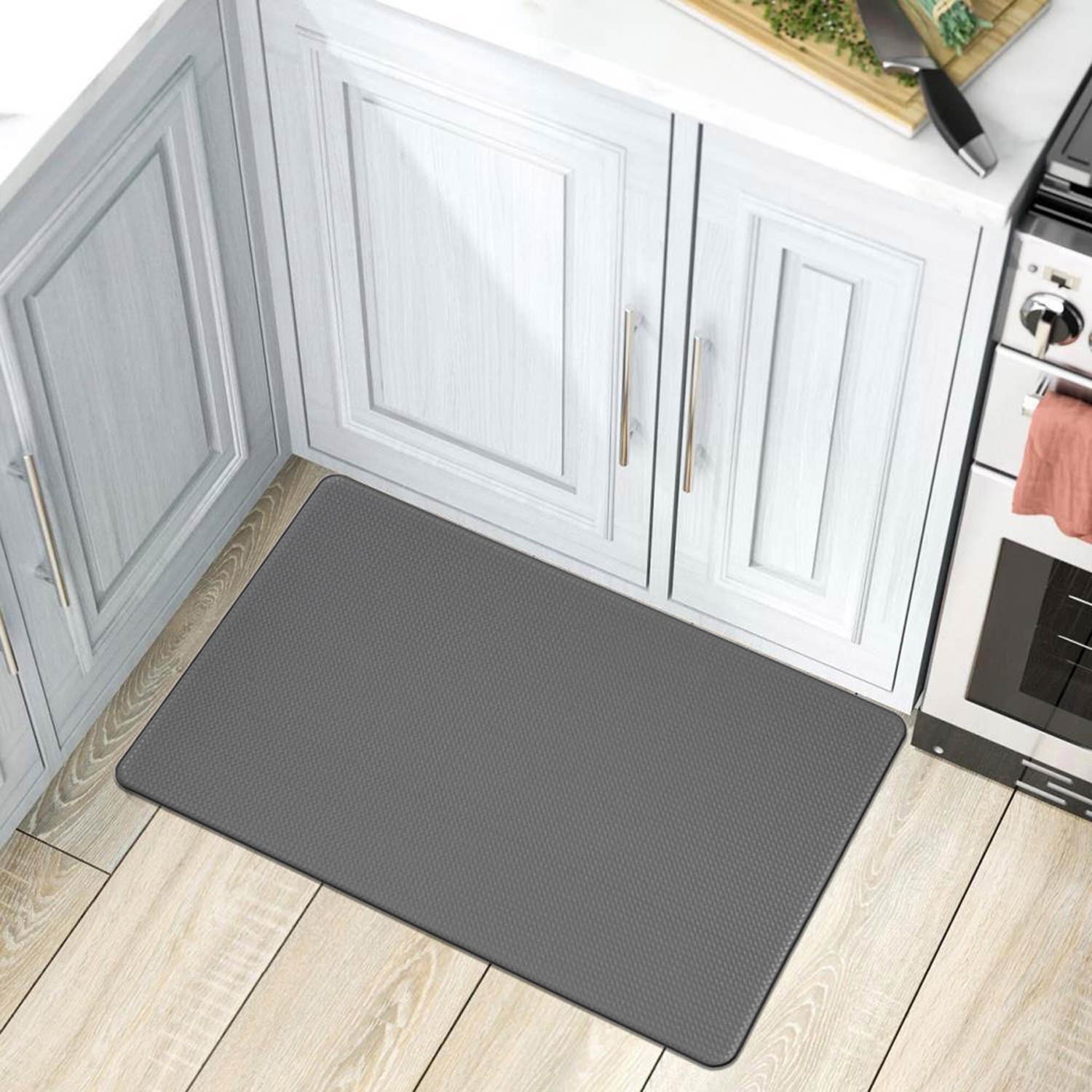 KitchenClouds Kitchen Mat Cushioned Anti Fatigue Rug 17.3x28 Waterproof,  Non Slip, Standing and Comfort Desk/Floor Mats for House Sink Office