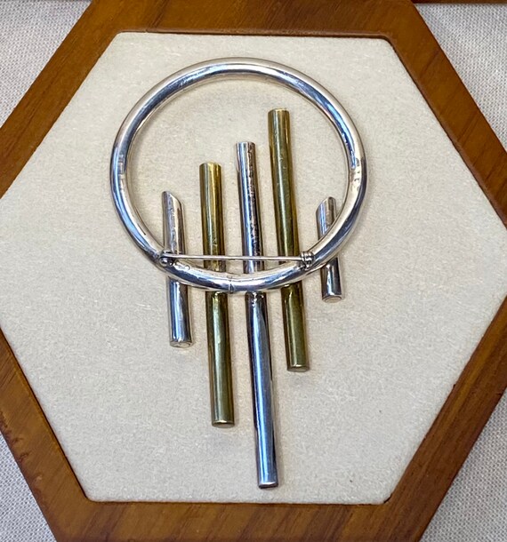 Sterling Silver/Brass Brooch - image 2