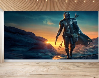 Star Wars, The Mandalorian Wall Mural | Sci-fi | Peel & Stick Wallpaper | Self Adhesive Wallpaper