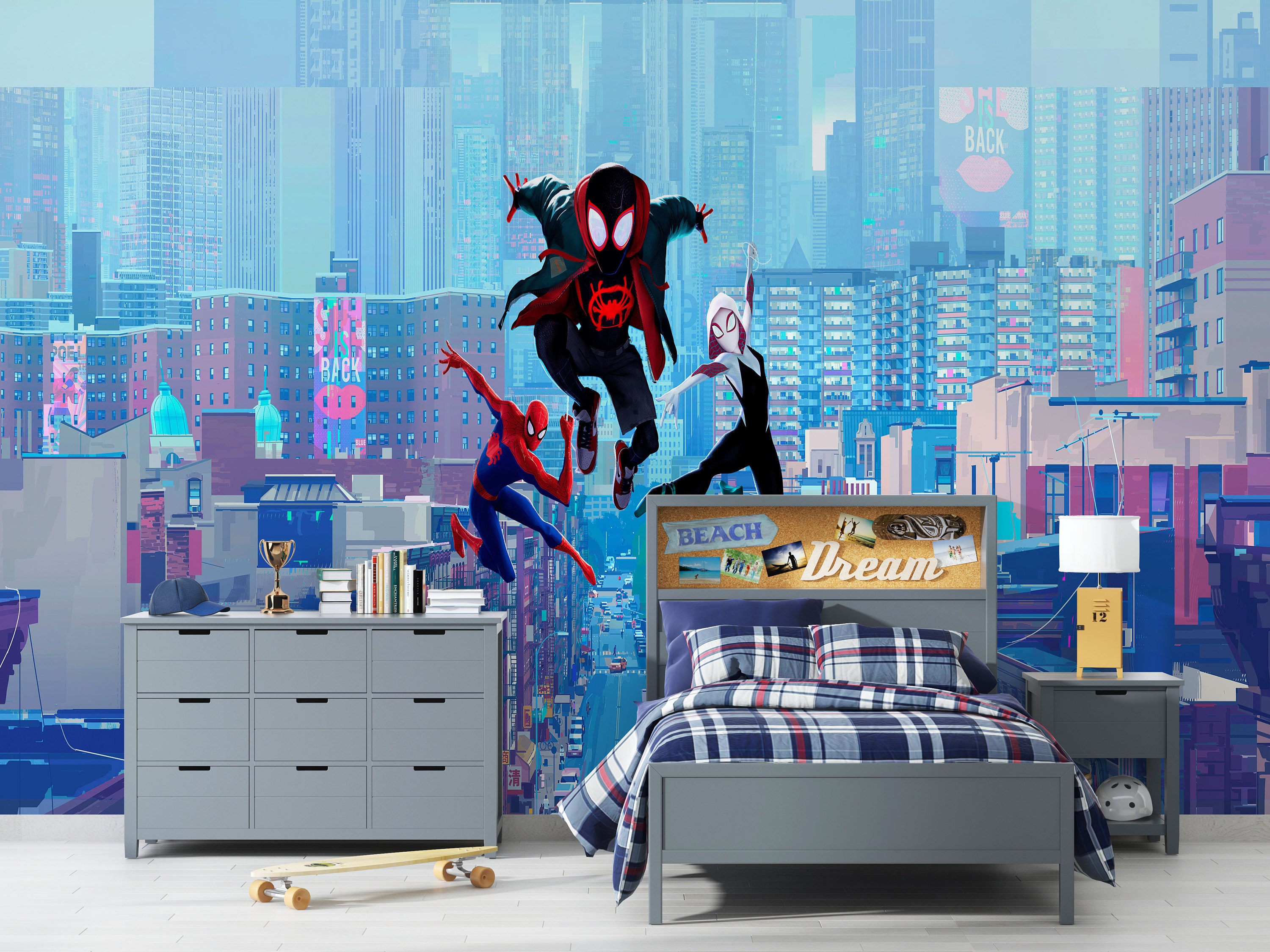Spiderman Wall Mural | Spiderverse Peel & Stick Wallpaper | Self Adhesive Wallpaper | Traditional Non-woven Wallpaper