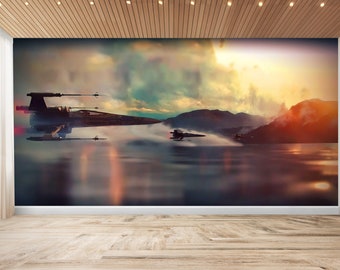 Star Wars, X-Wings Wall Mural | Sci-fi | Peel & Stick Wallpaper | Self Adhesive Wallpaper