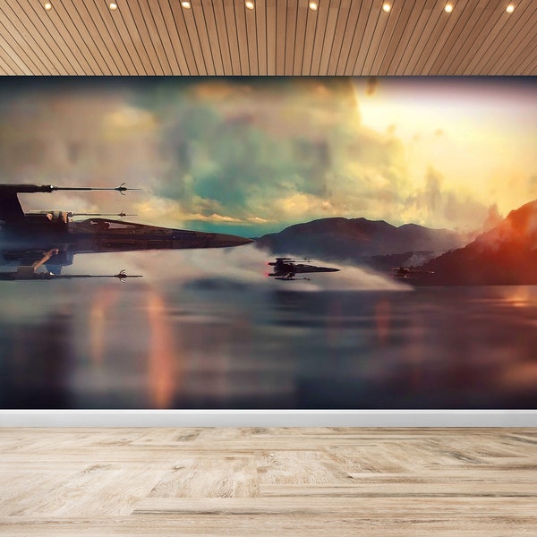 Star Wars, X-Wings Wandbild | Science-Fiction | Tapete abziehen und aufkleben | Selbstklebende Tapete