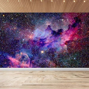Rainbow Galaxy Wall Mural | Deep Space | Peel & Stick Wallpaper | Self Adhesive Wallpaper