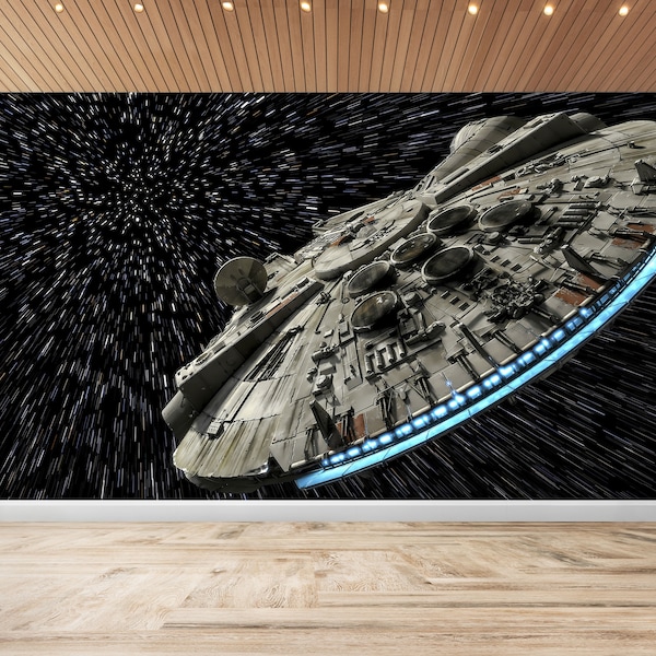 Star Wars, Millennium Falcon Wall Mural | Sci-fi | Peel & Stick Wallpaper | Self Adhesive Wallpaper