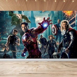 The Avengers Wall Mural | Superhero Wallpaper | Peel & Stick Wallpaper | Self Adhesive Wallpaper