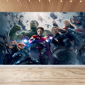 The Avengers Wall Mural | Superhero Wallpaper | Peel & Stick Wallpaper | Self Adhesive Wallpaper