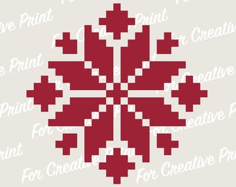 Latvian Auseklis Folk Sign, Ethnic Pixel Pattern (Digital Files)