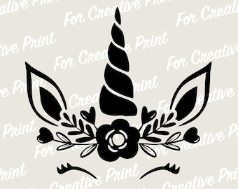 Floral Unicorn SVG, Vector Cut File (Digital Download)
