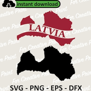 Carte de la Lettonie, Latvija, Vecteur de téléchargement, Fichier Cricut, Lettonie Png EPS SVG, Sublimation Designs Téléchargements, Cricut, Carte de la Lettonie, Carte du pays