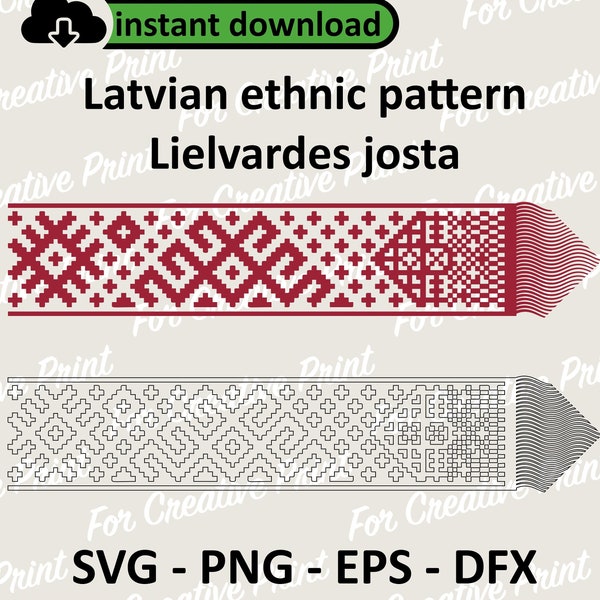 Latvian ethnic pattern, Latvija,  Cricut File, Latvia Png EPS SVG, Sublimation Designs Downloads, Cricut, Lielvardes josta, Latvian, Latvia