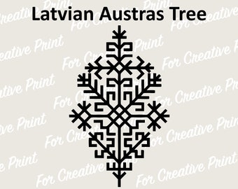 Lettisches Volkszeichen Austras Baum SVG, Digitaler Download Vektor, Austras koks Svg, Cricut Datei, Austras Baum Png AI EPS, Datei für Sublimation