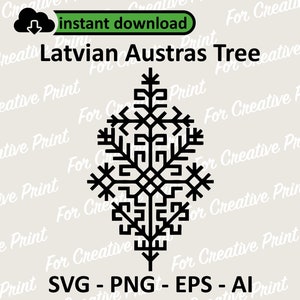 Signe folklorique letton Austras arbre SVG, Vecteur de téléchargement numérique, Austras koks Svg, Fichier Cricut, Arbre Austras Png AI EPS, Fichier pour sublimation