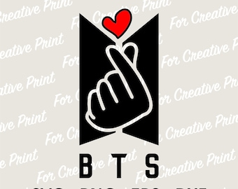 BTS Logo Bundle Svg Png Eps Dxf, Png SVG EPS Downloads, Kpop Star svg png, Cricut Silhouette Datei, Army, Bts, koreanischer Handfinger, kpop Herz
