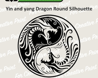 Yin Yang Dragon Silhouette, Chinese Zodiac (svg, png, eps, dxf)