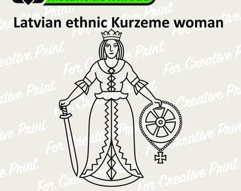 Latvian ethnic Kurzeme woman,  Cricut File, Latvia Png EPS SVG, Sublimation Designs Downloads, Latvian Heritage, Latvia, Latvian girl