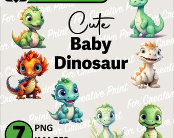 Dinosaur Clipart | 7 PNG Images, Sublimation Design (Digital Download)