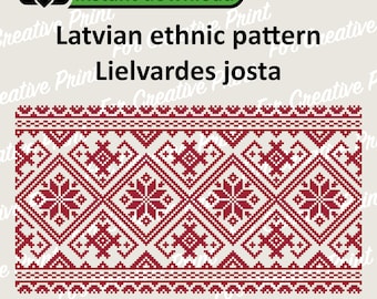 Patrón étnico letón Lielvardes Josta, Cricut SVG PNG Eps Descarga digital