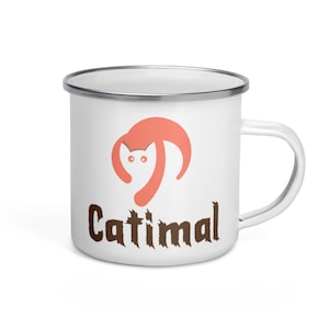 Catimal Enamel Mug, Cat Garden Gift, Outdoor Adventures, Cat Camping, Outdoor Mug, Hiking Mug, Outdoor Lover Gift