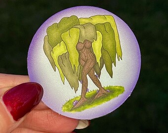 Willow Woman Sticker/Magnet: Weeping Willow Tree Art