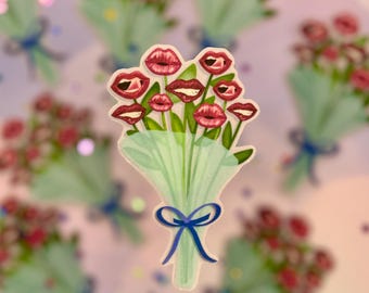 Lip Bouquet - Transparent Sticker  | Matte Laminated Sticker with Transparent Backing