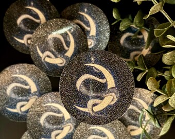 Snake & Moon - Hand Illustrated Sticker/Magnet  | Glitter Laminated Sticker or Magnet