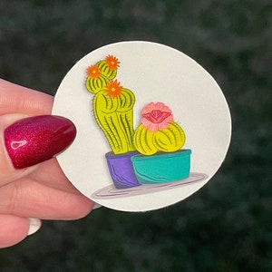Cactass - Pegatina/imán de colillas de cactus / pegatina o imán impermeable laminado mate