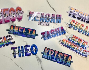 Custom Name Stickers/Magnets   | Customizable Hand Lettered Laminated Waterproof Name Sticker or Magnet