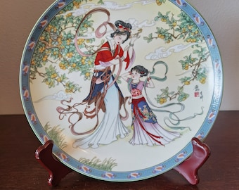 1990 China Imperial Jingdezhen Legend of West Lake Series Plate -- Apricot flower fairy w. COA