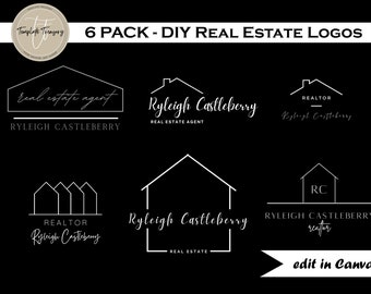 Real Estate Logo Pack of 6 - Realtor Logos for Marketing, Simple Realtor Logo Design, Editable Logos, Real Estate Branding