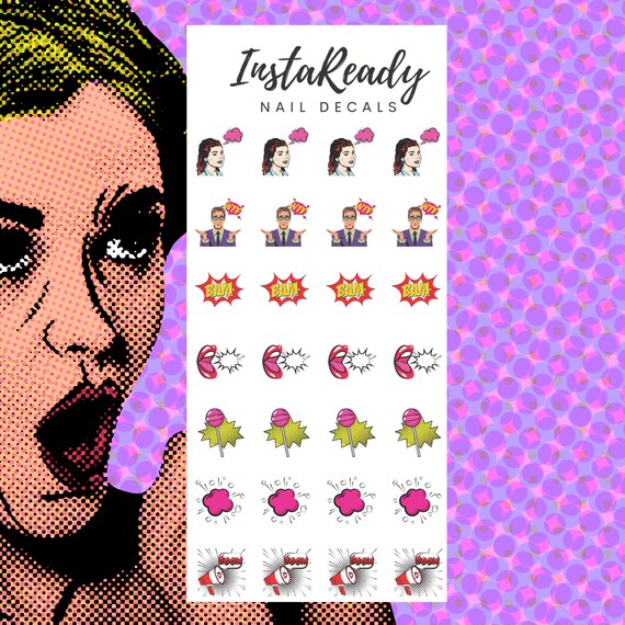 Nail Decals Pop Art Nail Art Nail Water Decals Nail Etsy