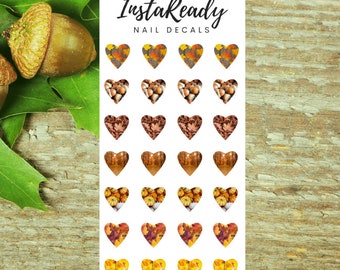 Nail Decals Autumn Hearts | Nail Art | Nail Water Decals | Nail Decals | Nail Transfers | Nail Art Tattoos | Nail Art Design | Waterslide