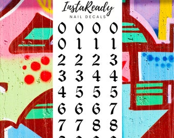 Nail Decals Old English Numbers | Nail Art | Nail Water Decals | Nail Decals | Nail Transfers |Nail Art Tattoos|Nail Art Design|Waterslide