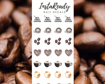 Nail Decals Coffee | Nail Art | Nail Water Decals | Nail Decals | Nail Transfers | Nail Art Tattoos | Nail Art Design | Waterslide
