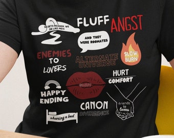 Fanfiction Writer Tags AO3 Book Manga Anime Movie TV Graphic Shirt T-Shirt Funny Humor Slow Burn Enemies to Lovers Roomates