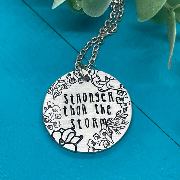 Stronger than the storm | affirmation mantra jewelry | motivational gift | handmade, hand stamped jewelry