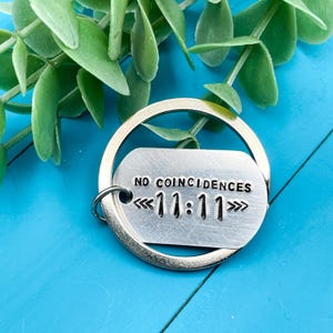 11:11 keychain | No Coincidences | Angel numbers gift | Handmade, Hand stamped jewelry
