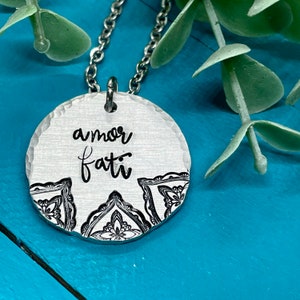 Amor Fati necklace | Latin motto mantra jewelry | handmade, hand stamped jewelry