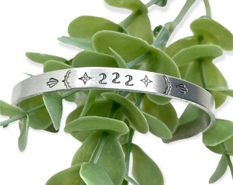 222 bracelet | Angel numbers jewelry | slim cuff | handmade hand stamped bracelet
