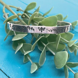 Hand Stamped Dragonfly Cuff Bracelet
