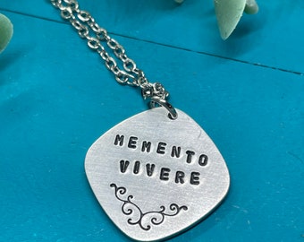 Memento Vivere / Remember to Live | Gothic Latin motto mantra jewelry | Memento Mori | handmade hand stamped jewelry