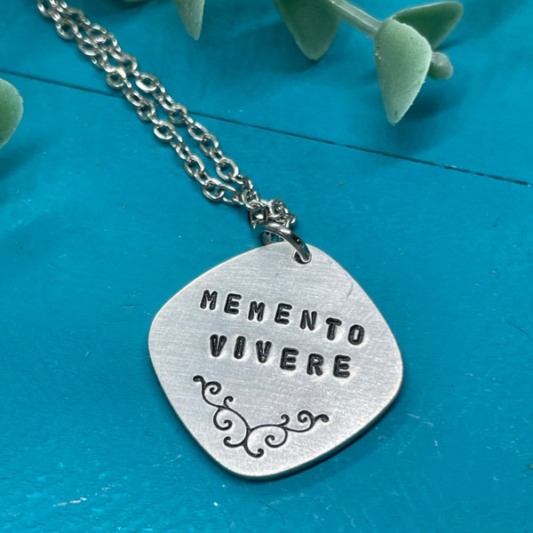 Memento Vivere / Remember to Live | Gothic Latin motto mantra jewelry | Memento Mori | handmade hand stamped jewelry