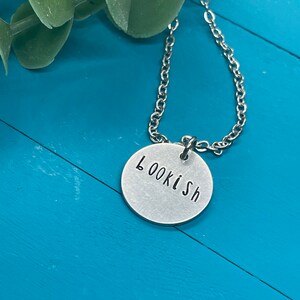 Bookish necklace | reader gift | one word charm | hand stamped jewelry