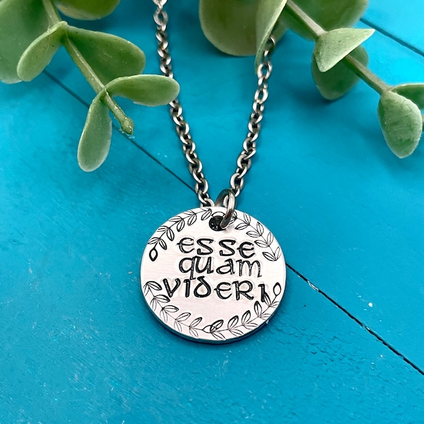 Esse quam videri / to be rather than to seem | Latin motto mantra jewelry | handmade hand stamped jewelry