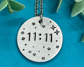11:11 stars necklace | 1111 magic | 1111 jewelry | hand stamped jewelry