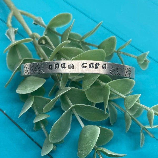 Anam Cara bracelet | Gaelic soul mate | slim cuff |  handmade, hand stamped jewelry