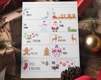 Editable Christmas Gift Tags, Printable Holiday Labels (Instant Download)