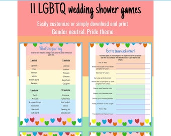 Lesbian Bridal Shower Games: LGBT Wedding, Gender Neutral (Digital Download)